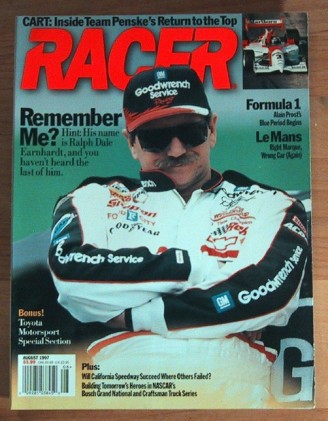 RACER MAGAZINE 1997 AUG - PENSKE CART PPG CUP, PANOZ GTR-1, DALE EARNHARDT
